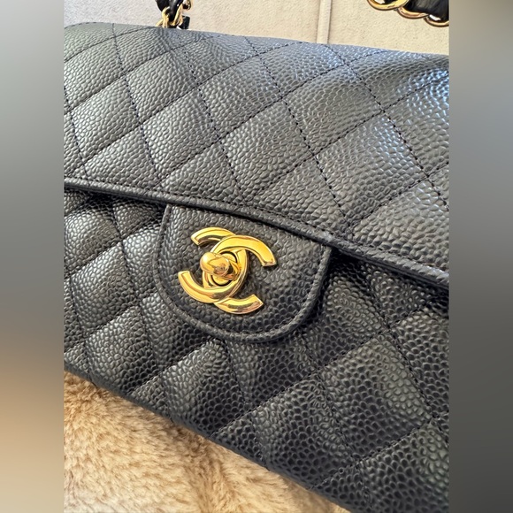 💞Authentic💞Chanel Classic Double Flap Bag Quilted Caviar Small Black GHW - Picture 4 of 14
